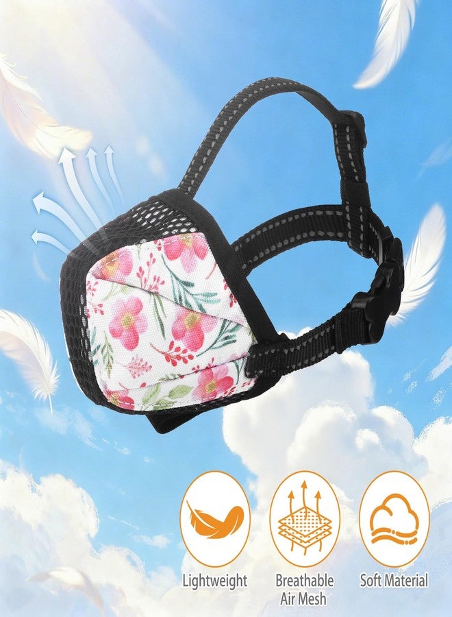 KOOLTAIL Dog Muzzle, Soft Muzzle for Small Medium Large Sized Dogs to Anti & Prevent Barking Grooming Biting, Reflective Adjustable Air Mesh Basket Muzzles, Allows Panting and Drinking, Floral S - Image 4